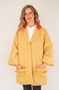 Yellow small check Kimono Jacket