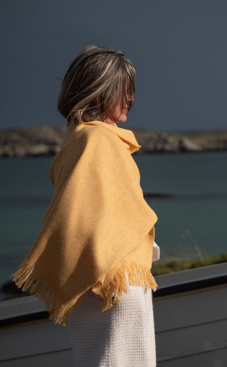 NEW yellow and soft cream blanket scarf.